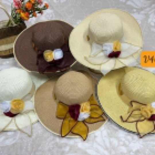 Nón vành đính thêu hoa lớn 